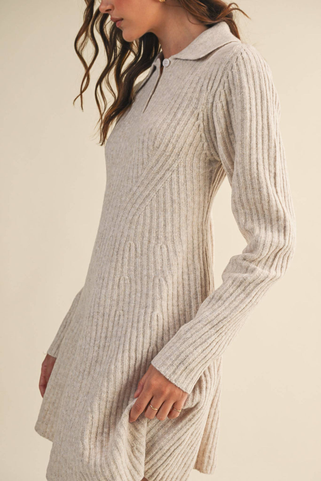 Harvest Moon Ribbed Flared Sweater Dress