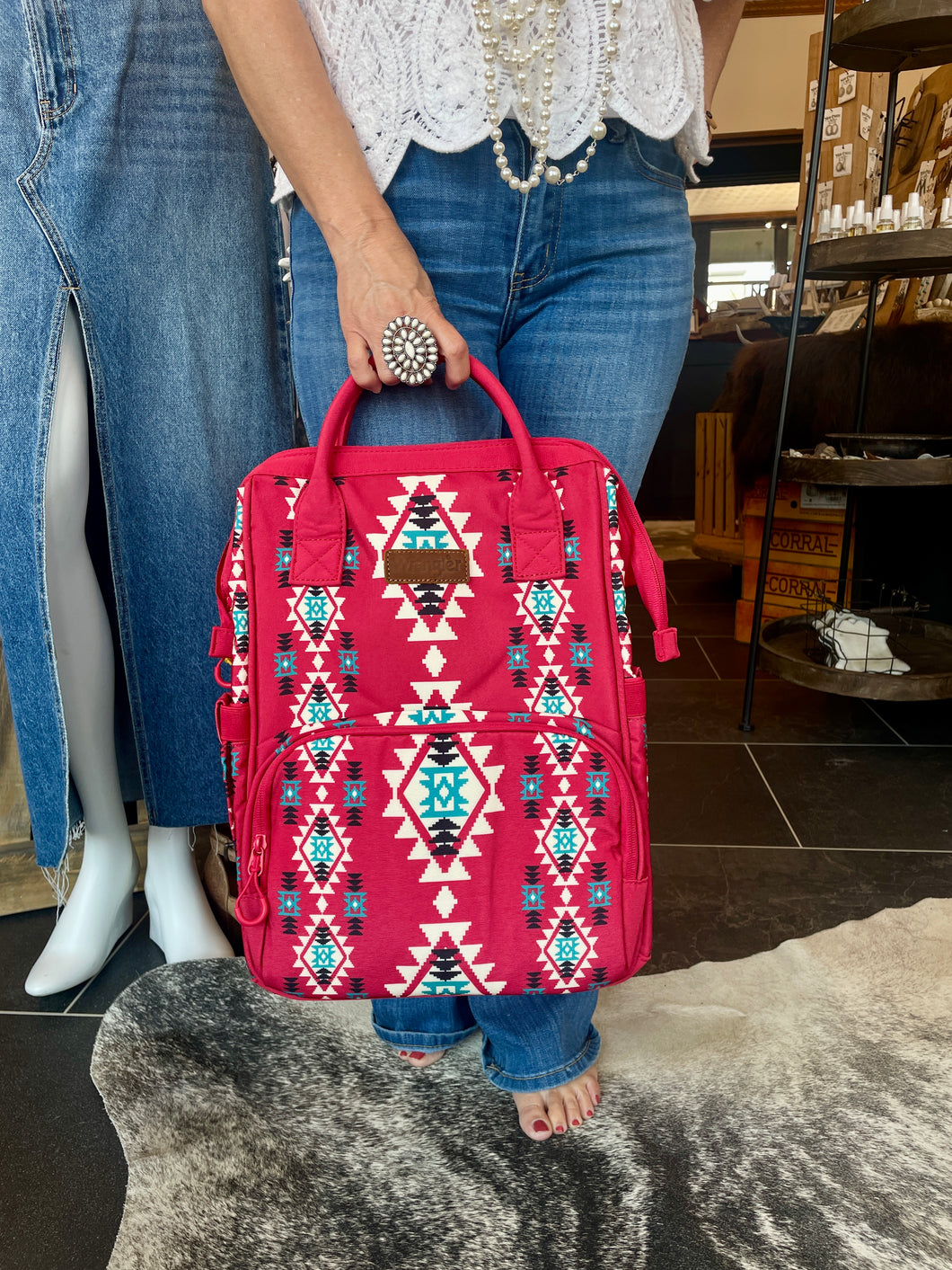 Red Wrangler Aztec Backpack