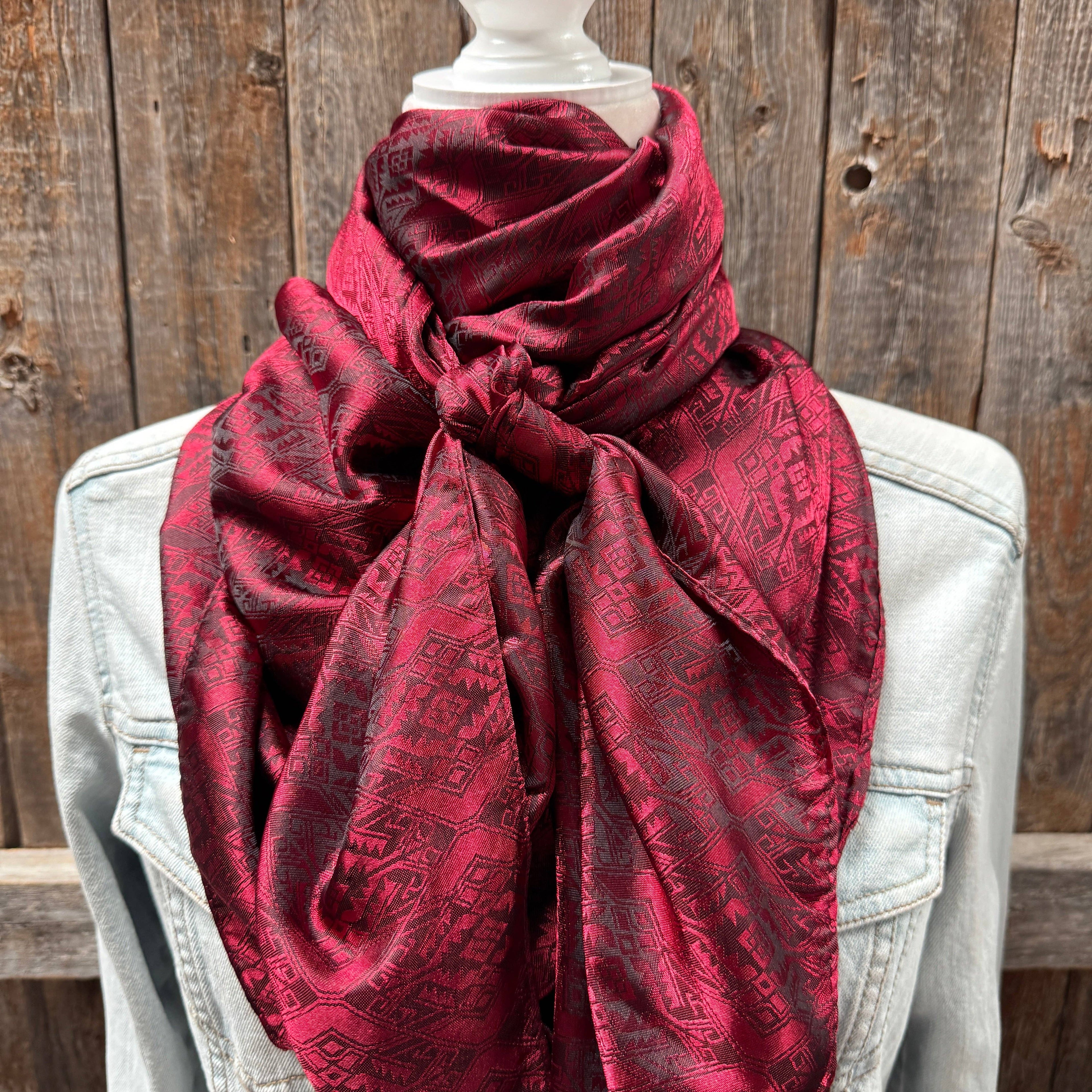 Burgundy Jacquard XL Wild Rag / Scarf WR3510