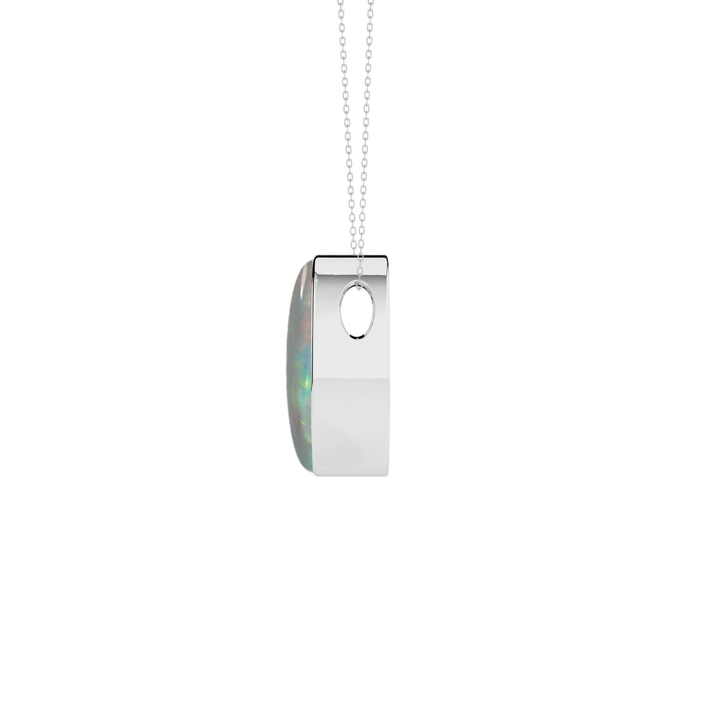 Natural Ethiopian Opal Slider Pendant Necklace in 925 Silver