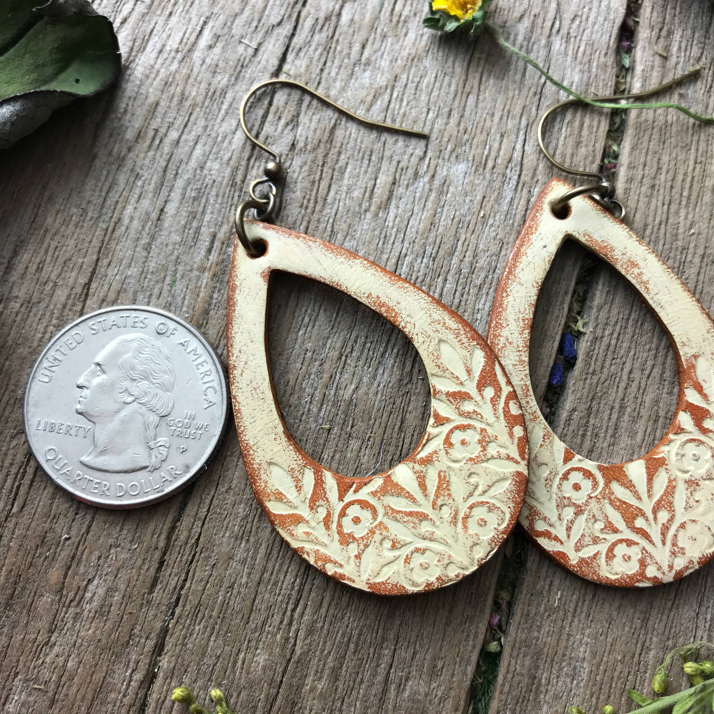 Long Time Gone Hand Tooled Leather Earrings