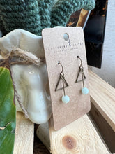 Load image into Gallery viewer, Amazonite Bronze Triangle Earrings
