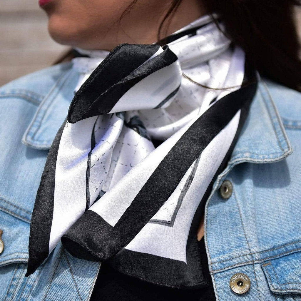 Black / White Four Leaf Clover Wild Rag / Scarf