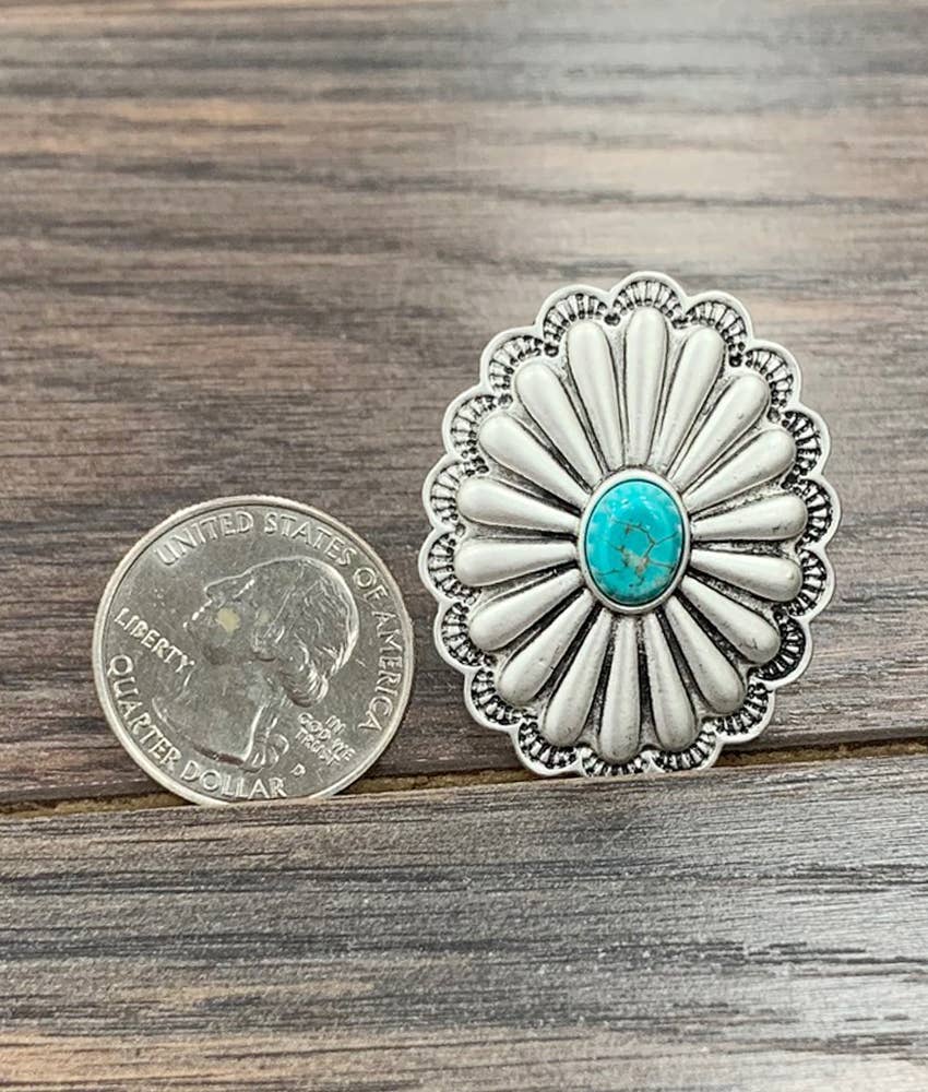 Loved You Everyday Concho Turquoise Adjustable Ring