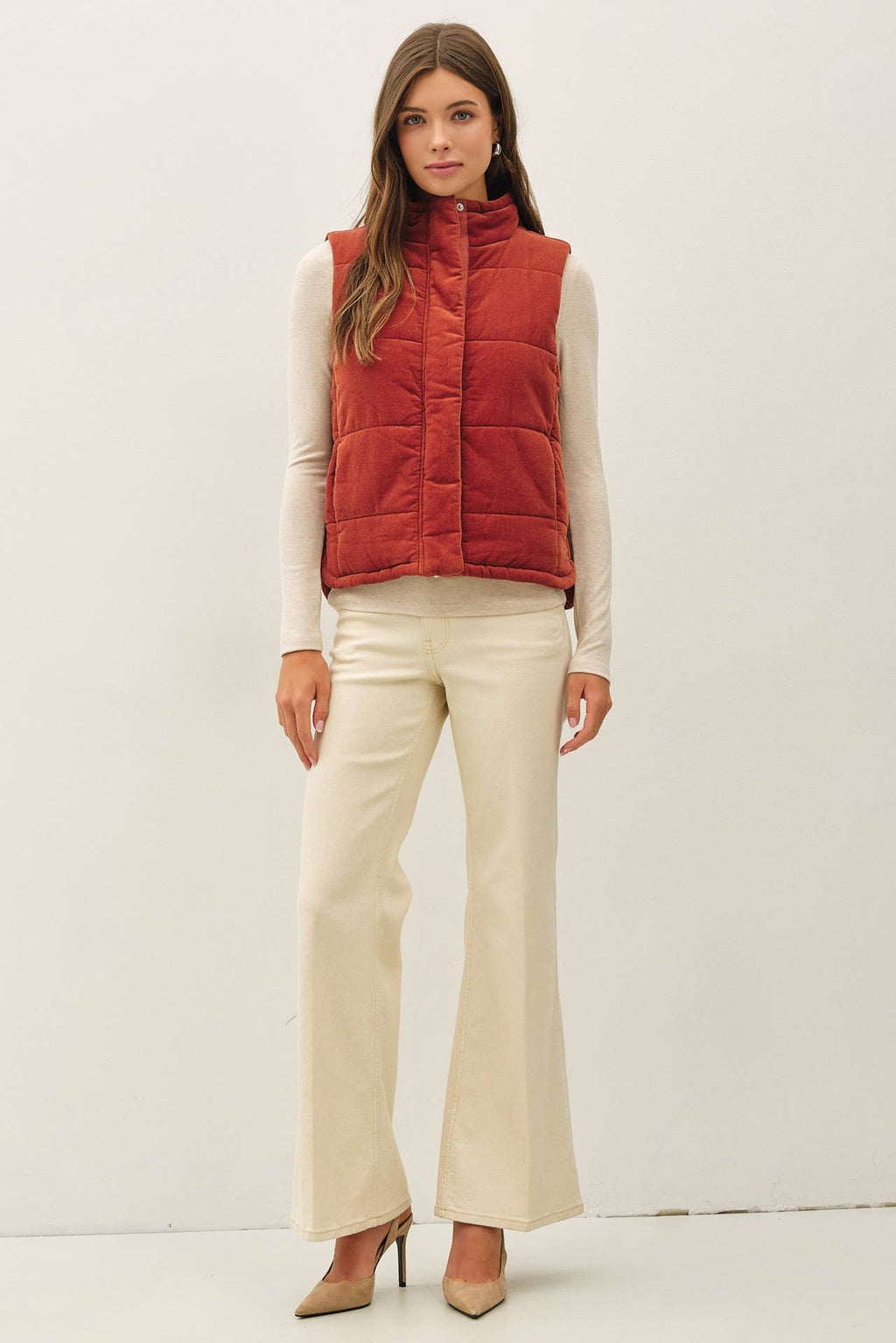 Penny For Your Thoughts-CORDUROY PUFFER VEST