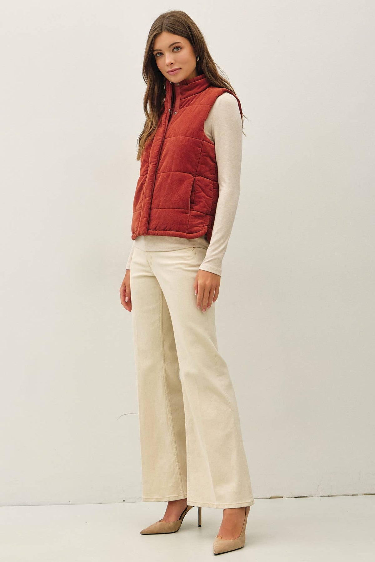 Penny For Your Thoughts-CORDUROY PUFFER VEST