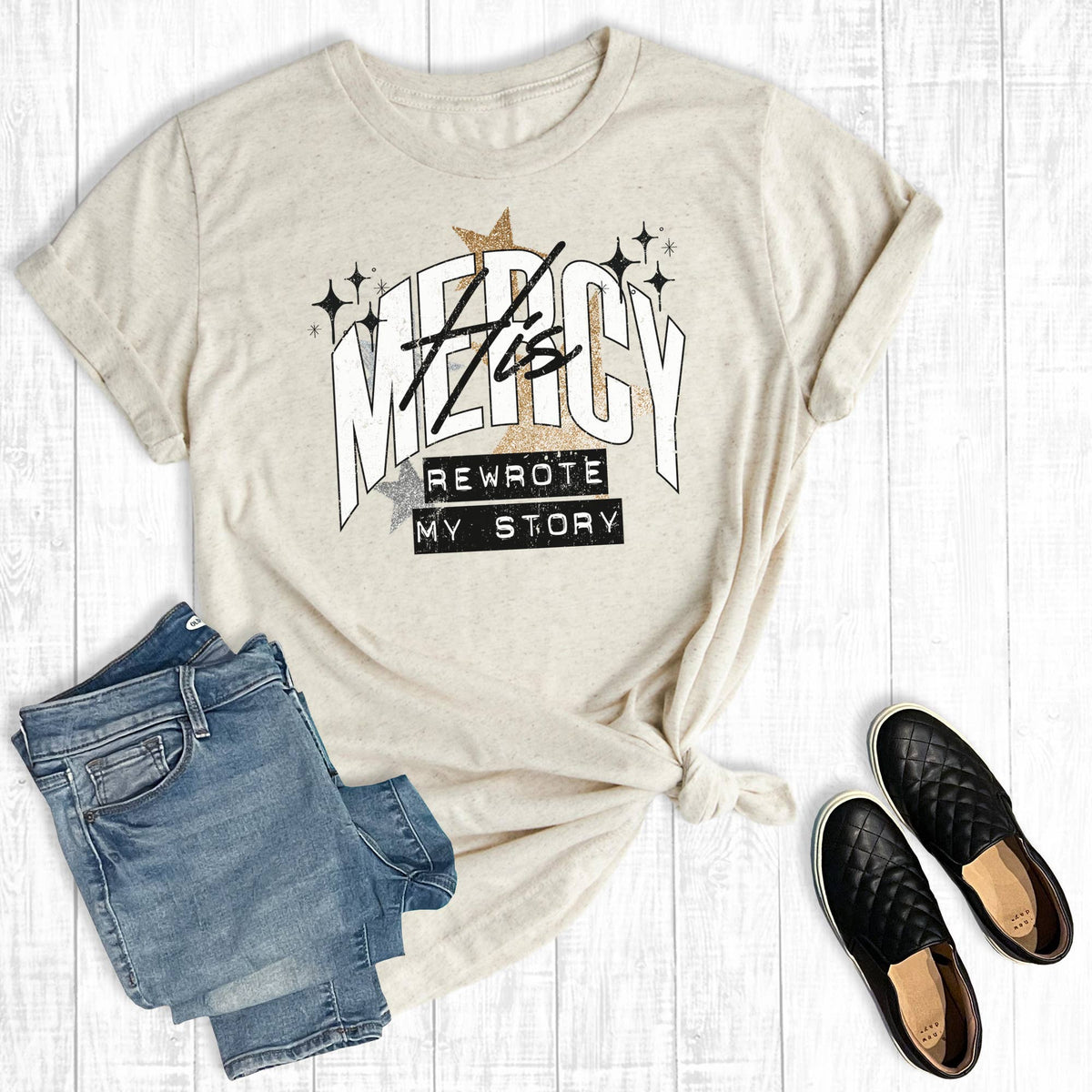 Faith His Mercy Rewrote My Story Graphic Tee