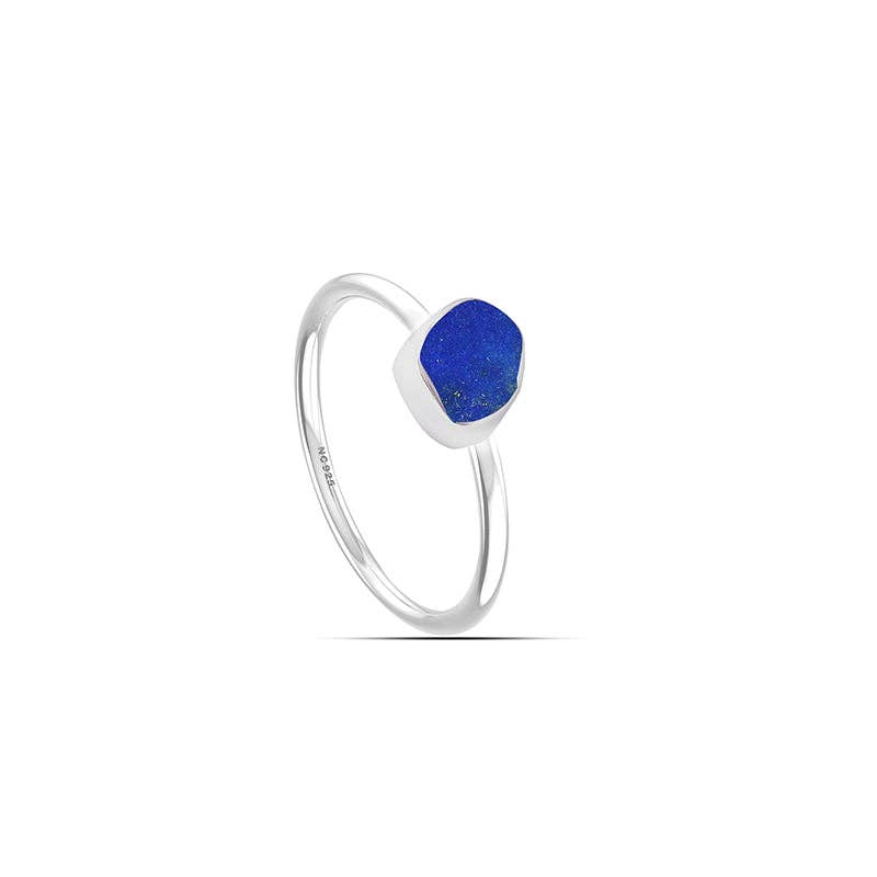 Natural Lapis Lazuli Stackable Rings for Women in 925 Silver