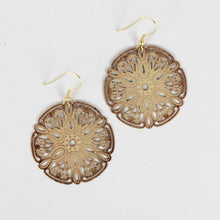 Load image into Gallery viewer, Parvati Brass Sand Dollar Earrings
