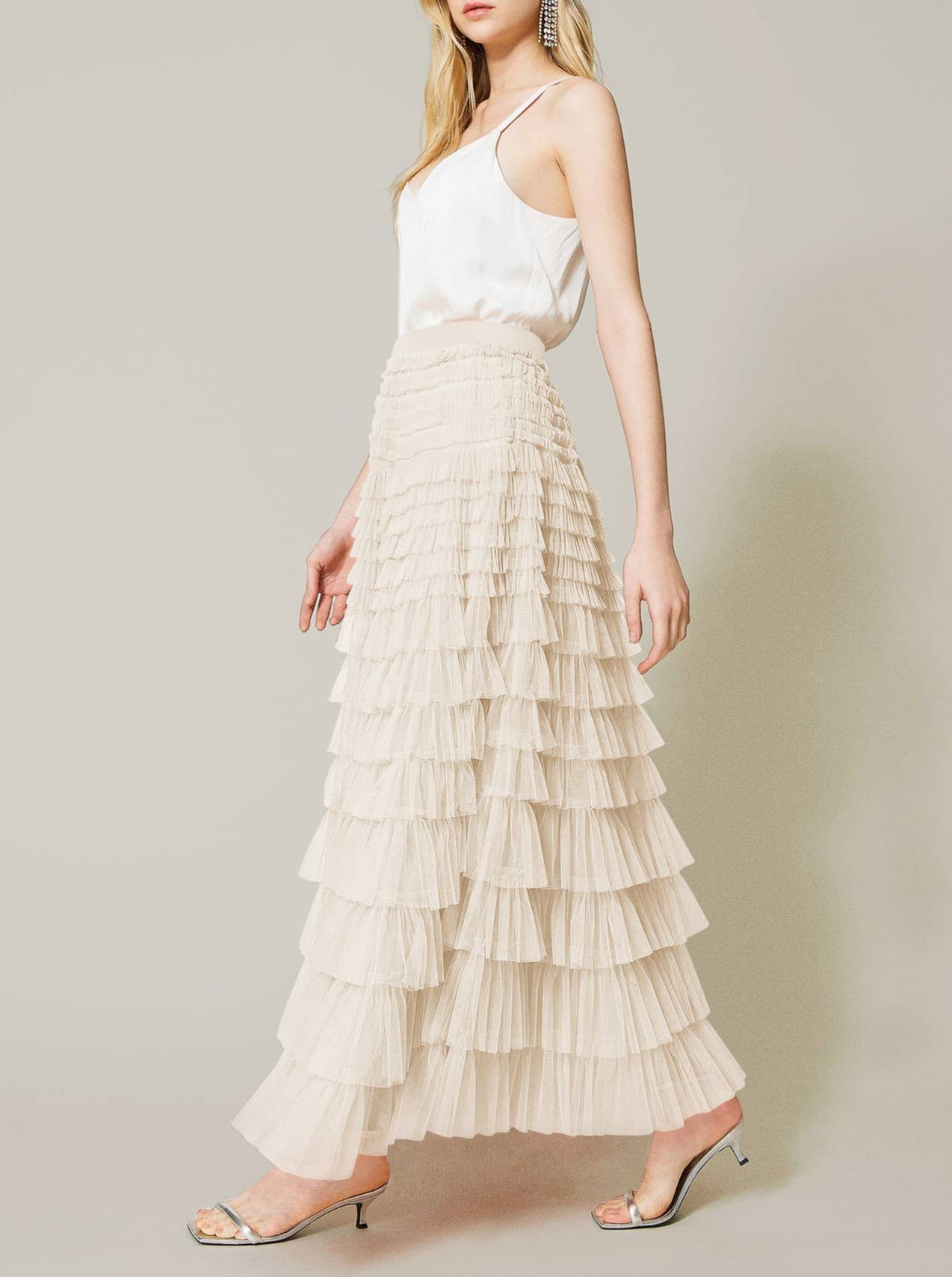 Social Graces Ruffle Tulle Maxi Skirt