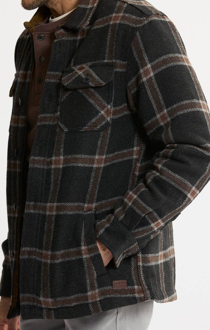 Thermal Lined Wool Blend Shirt Jacket - Black Plaid