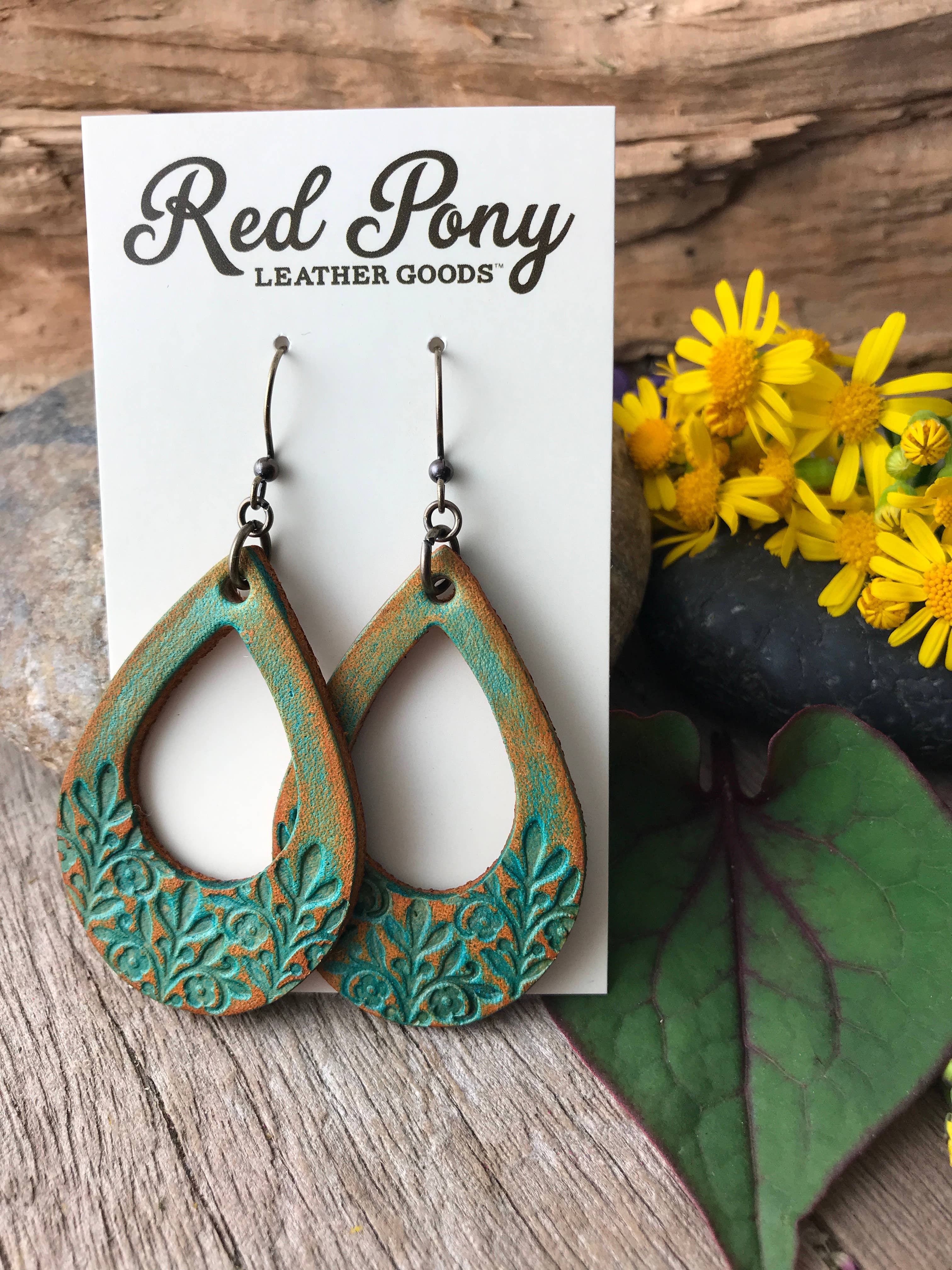 Long Time Gone Hand Tooled Leather Earrings