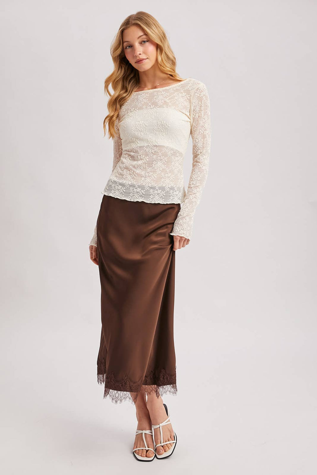 LETTUCE-EDGE SHEER MESH TWO WAY TOP