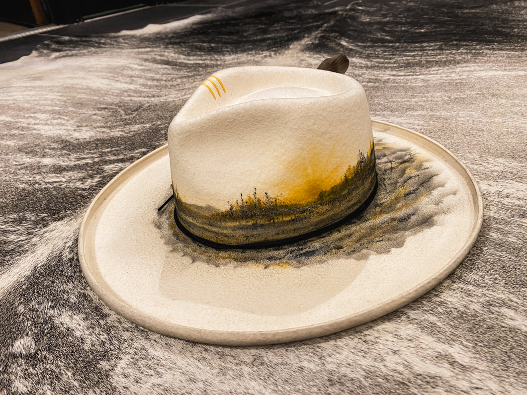 Mountain Scene Hand Painted Hat - Brad Grimm 001