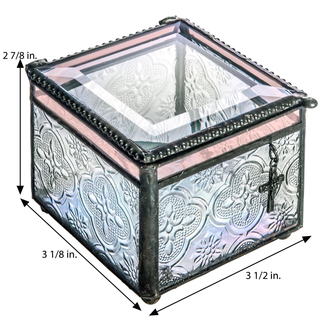 Vintage Glass Box with Cross Charm