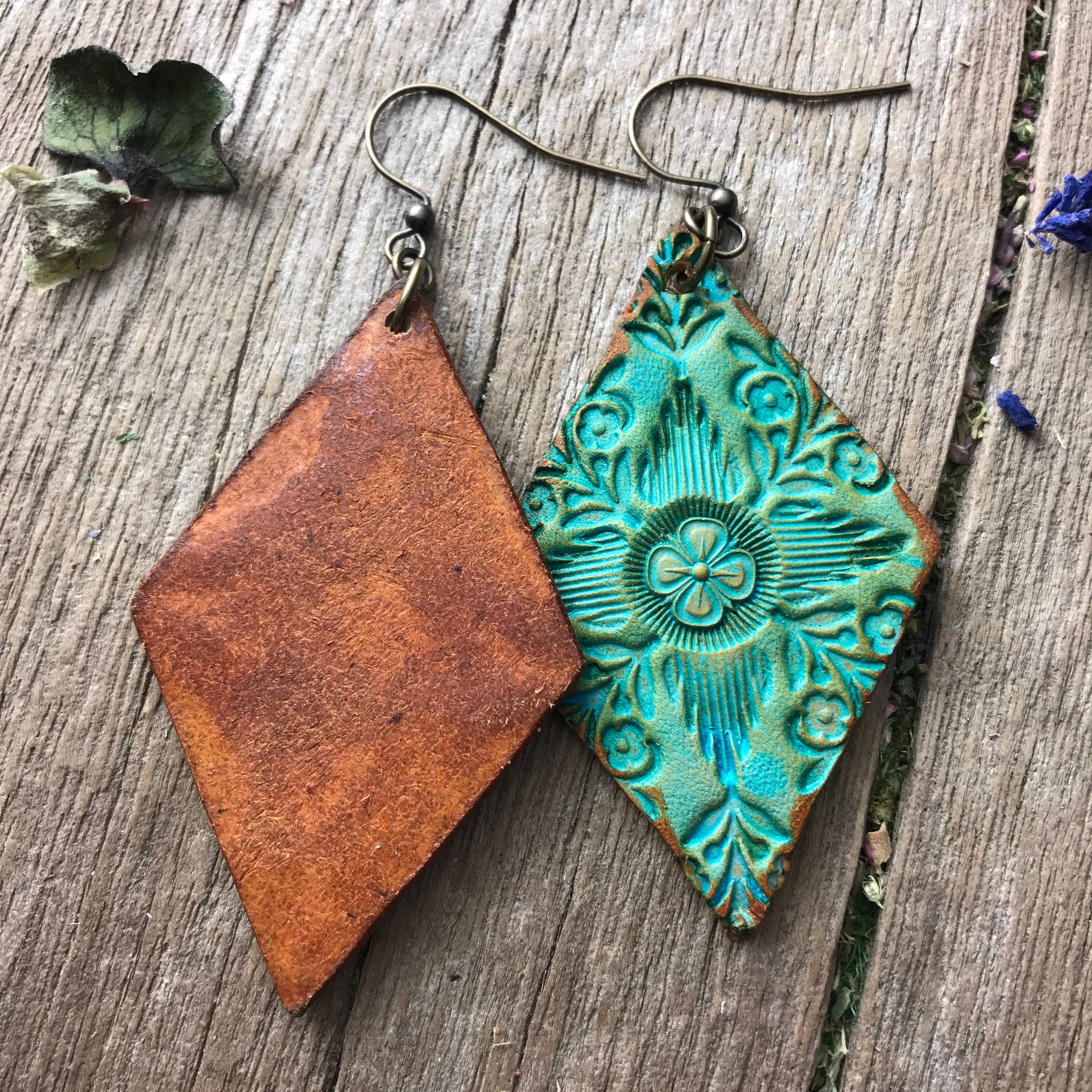 Where I Come From Hand Tooled Leather Earrings