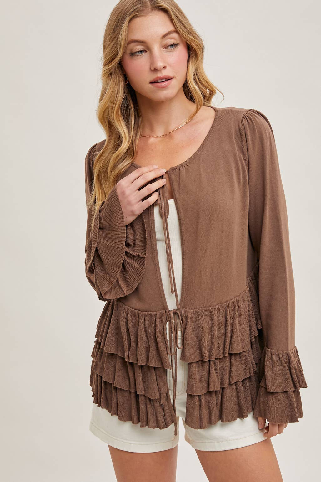 Glory Ruffle Hem Bell Sleeve Sweater