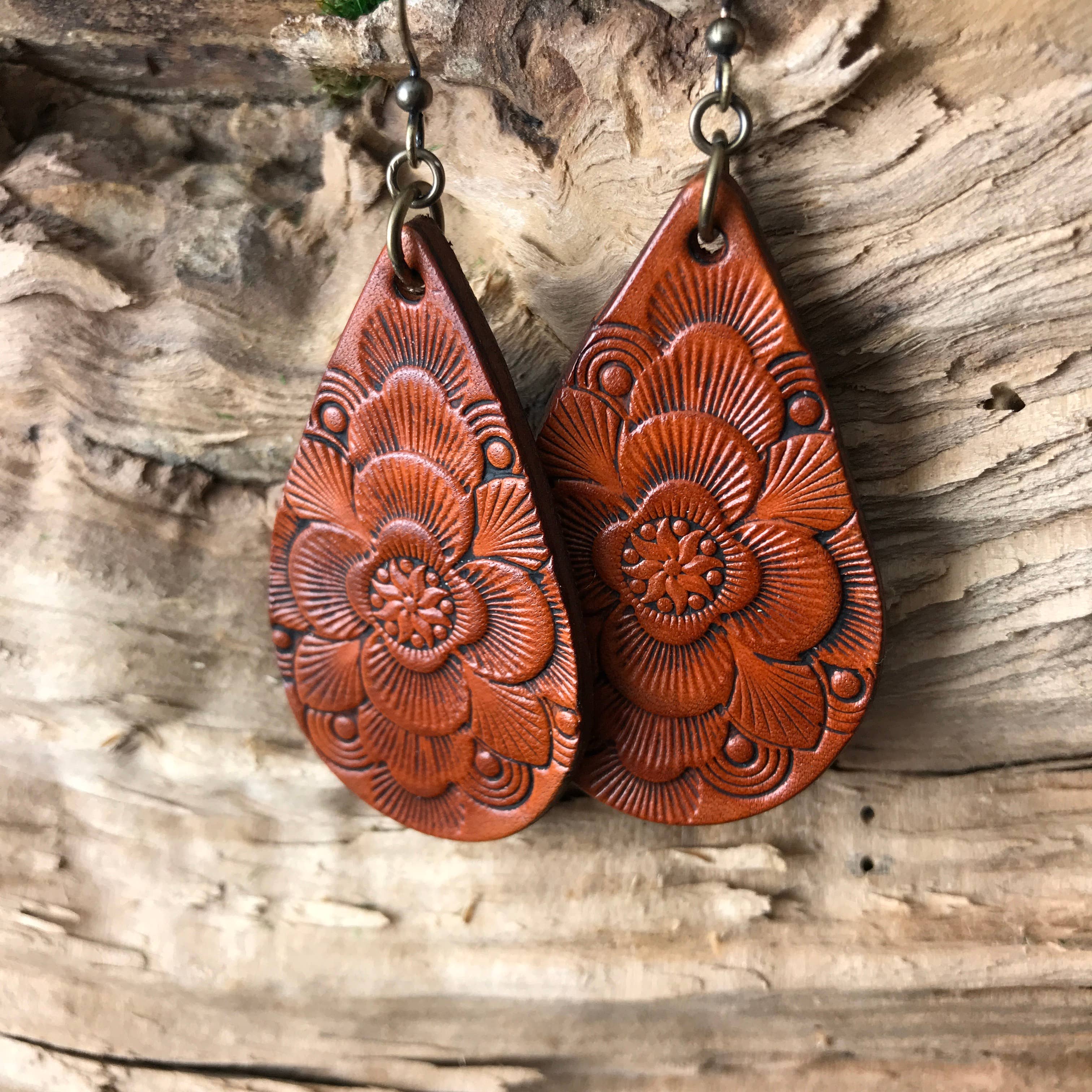 Lord Willing Leather Teardrop Earrings
