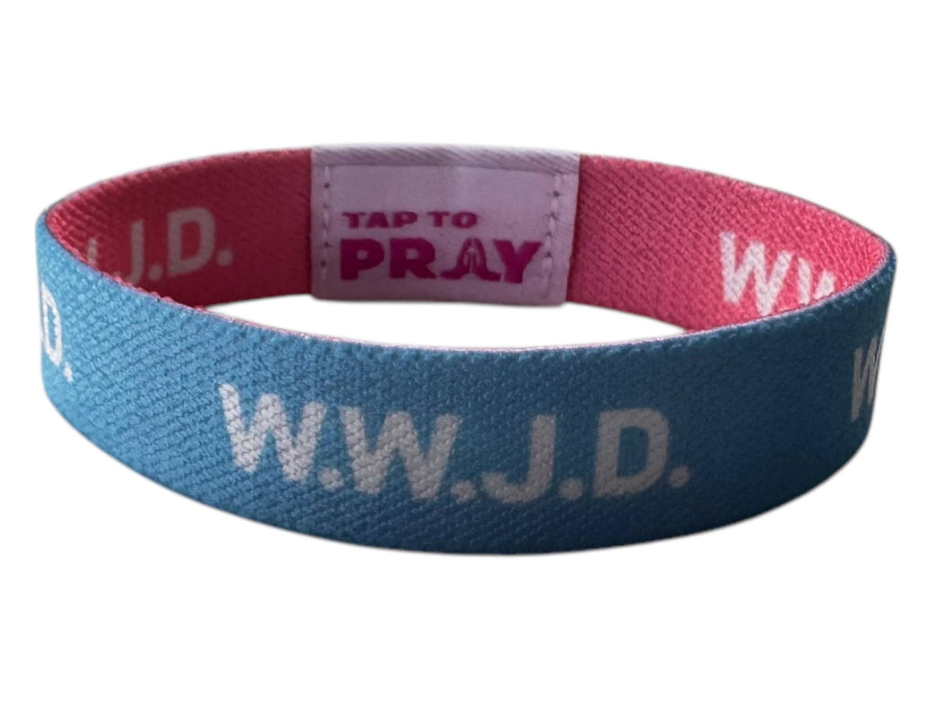 Tap To Pray™ Wristbands - Blue & Pink WWJD