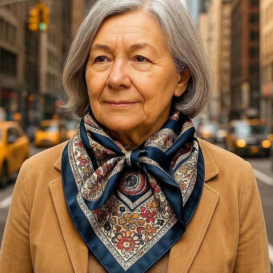 Navy and Burgundy Flowers and Paisley Wild Rag / Scarf WR1030