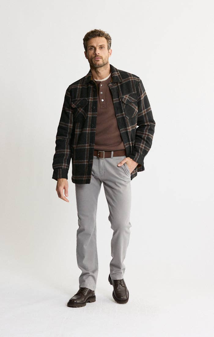 Thermal Lined Wool Blend Shirt Jacket - Black Plaid