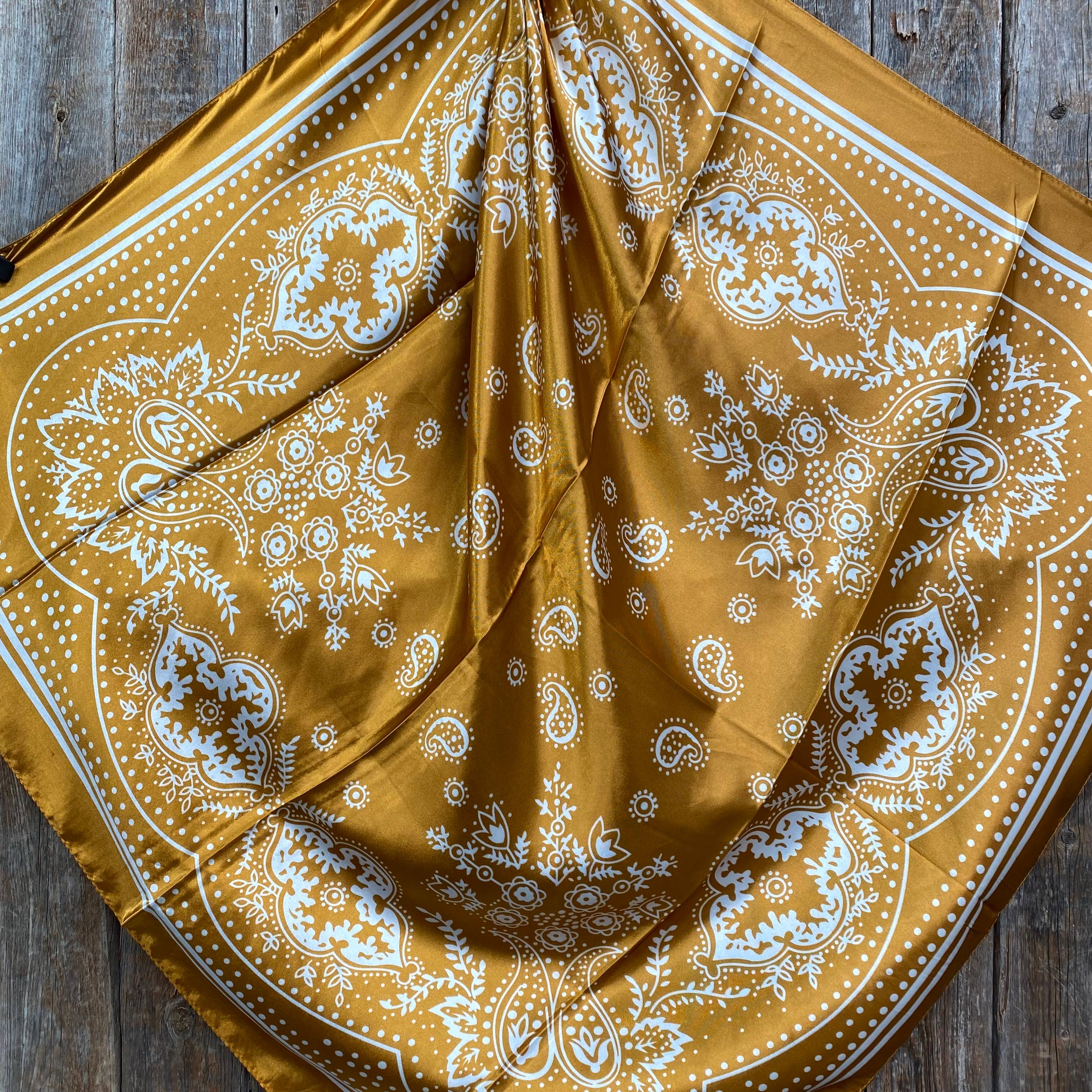 Mustard Floral Paisley Wild Rag/Scarf