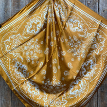 Load image into Gallery viewer, 35X35&quot;  Mustard Floral Paisley Wild Rag/Scarf WR3379
