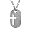 Iron Faith Necklace Dogtag Cross Pewter 24in Chain
