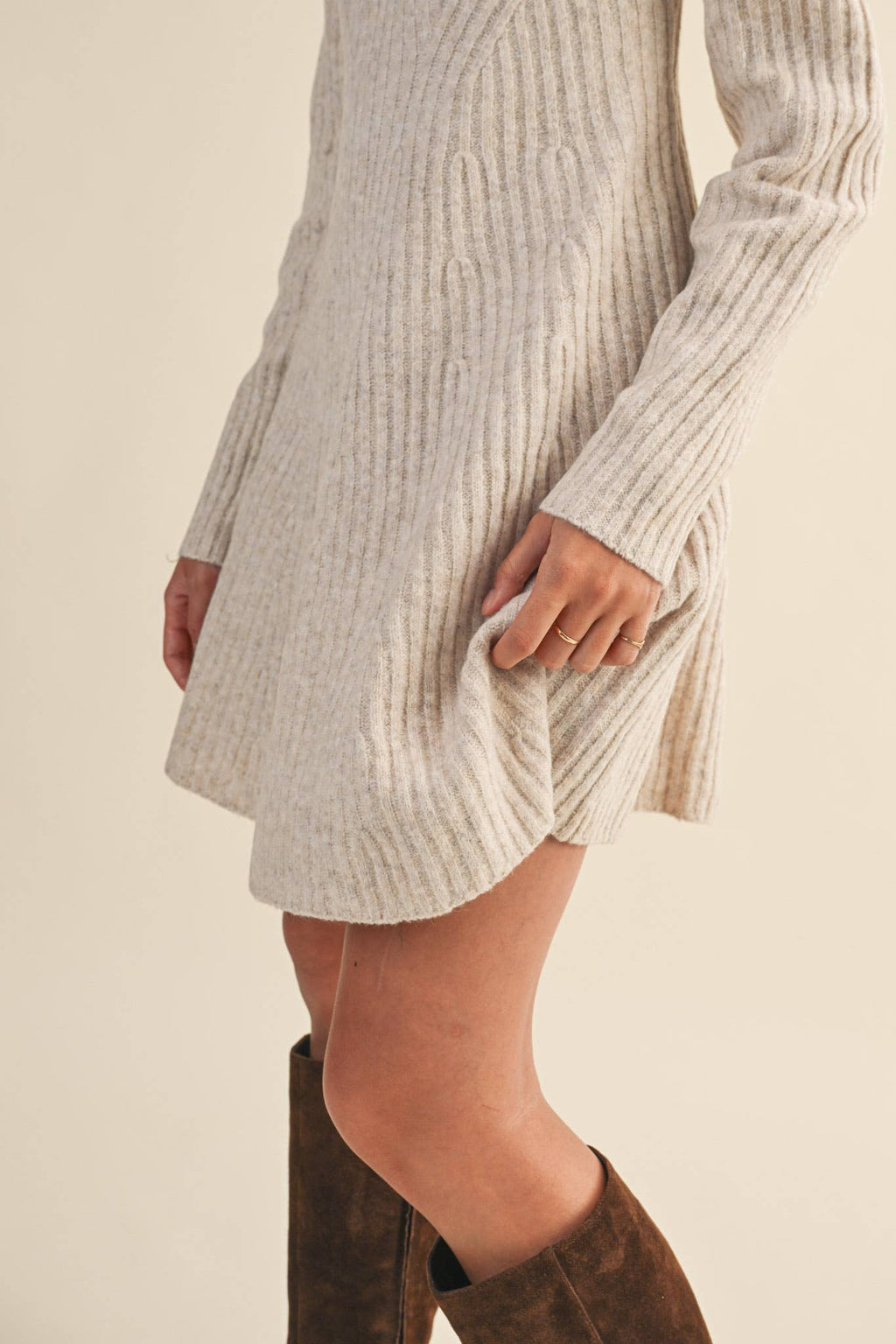 Harvest Moon Ribbed Flared Sweater Dress