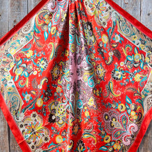 Load image into Gallery viewer, 35X35&quot; Red That So 70&#39;s Paisley Wild Rag / Scarf WR231
