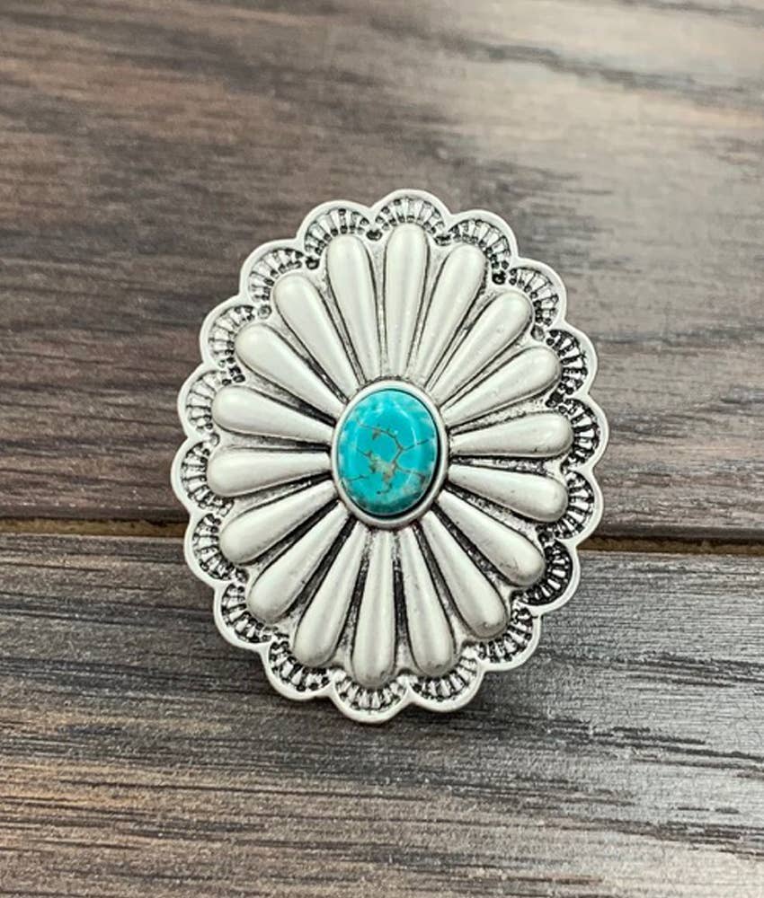 Loved You Everyday Concho Turquoise Adjustable Ring