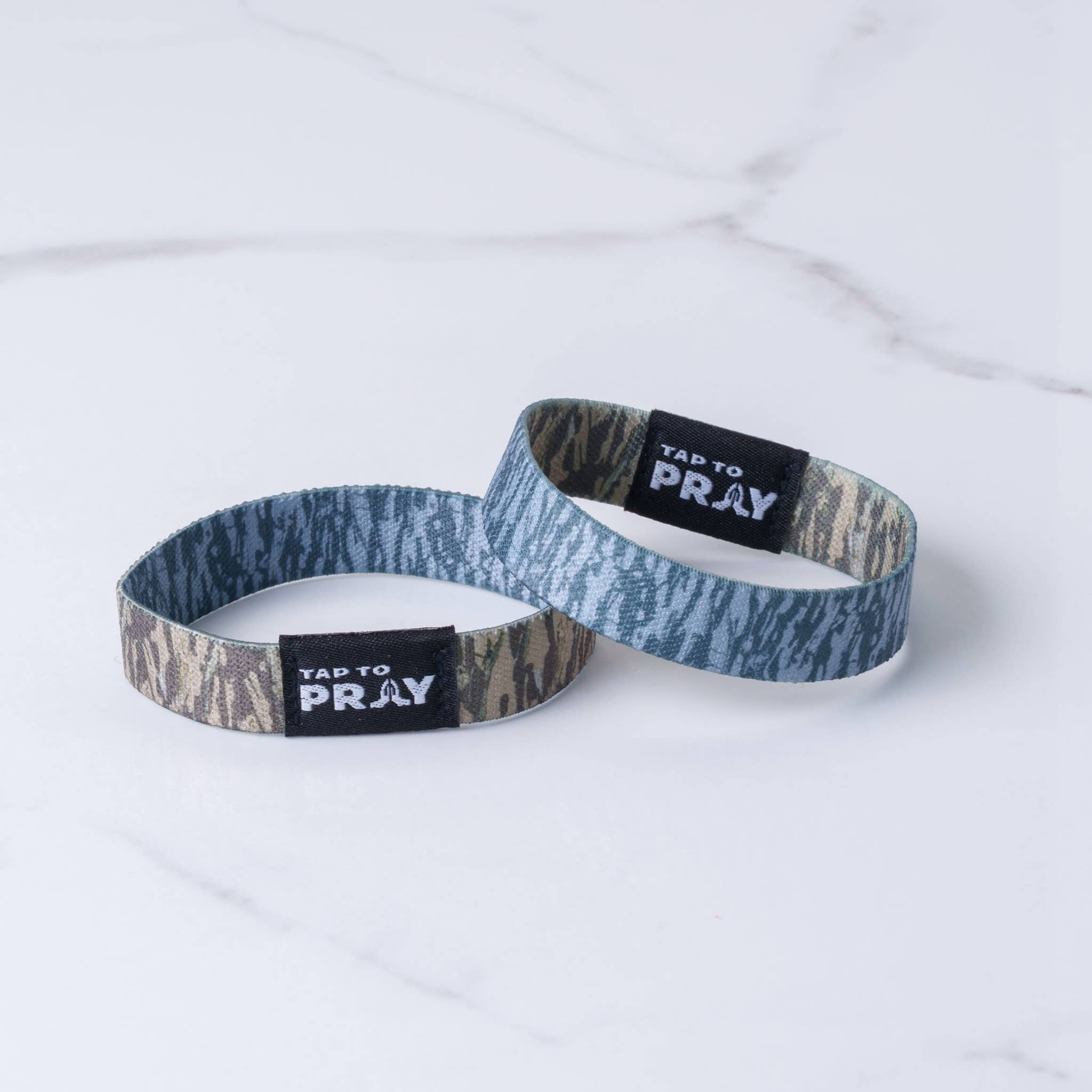 Tap To Pray™ Wristbands - Tree Bark Camo Brown & Grey