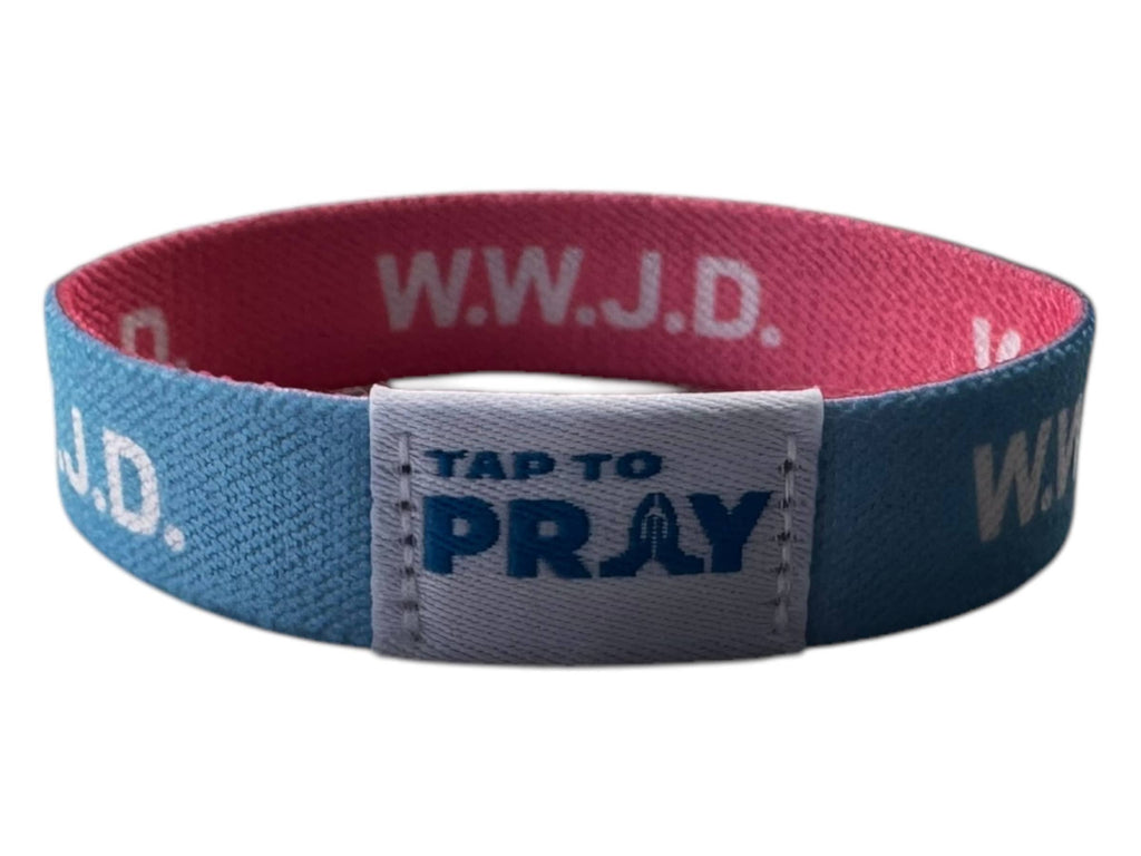Tap To Pray™ Wristbands - Blue & Pink WWJD