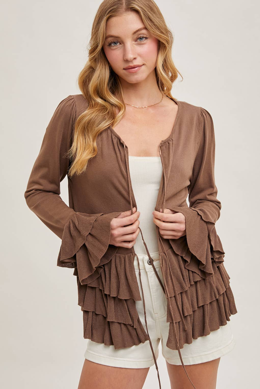 Glory Ruffle Hem Bell Sleeve Sweater