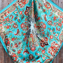 Load image into Gallery viewer, 35X35&quot; Turquoise That So 70&#39;s Paisley Wild Rag / Scarf WR230
