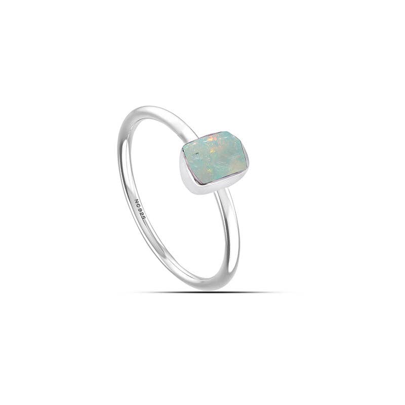 Natural Ethiopian Opal Stackable Rings in Sterling Silver