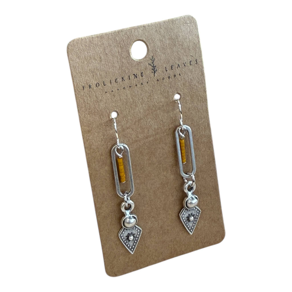 Boho Soul-Beaded Yellow Dangle Earrings