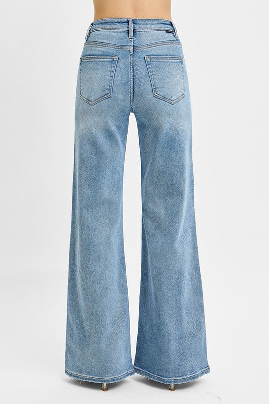 Dodgin’ Mullets High Rise Wide Front Yoke Detailed Jeans by Risen