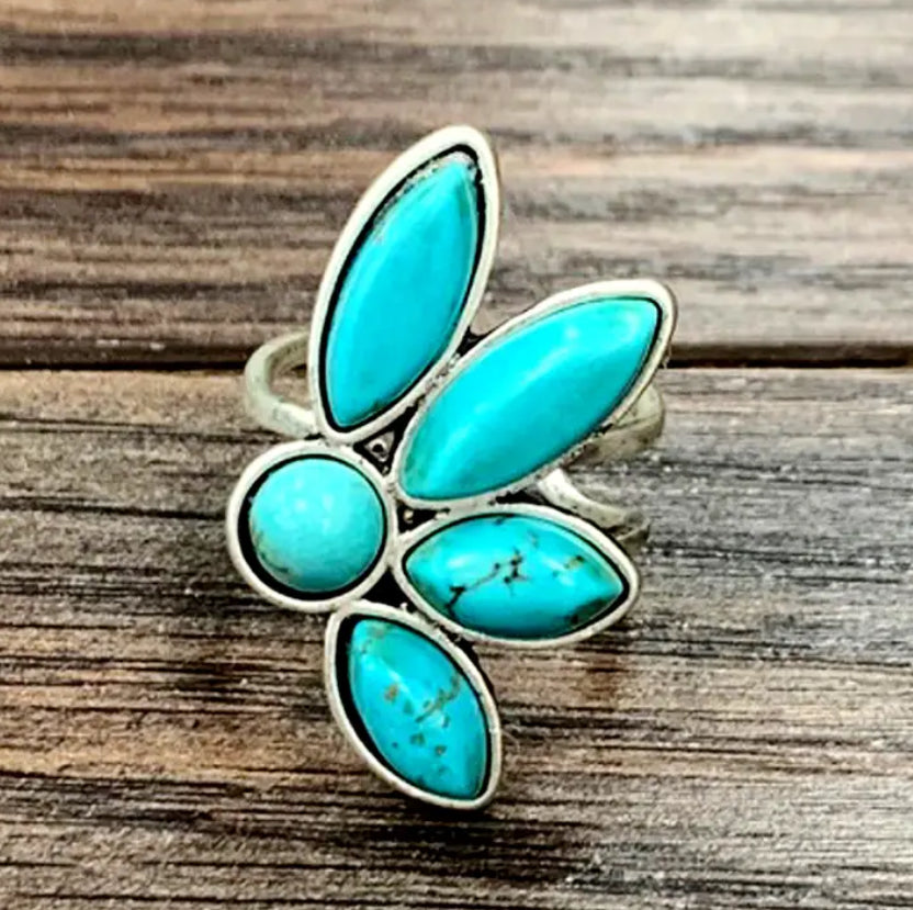 Only Half Crazy Turquoise Adjustable Ring