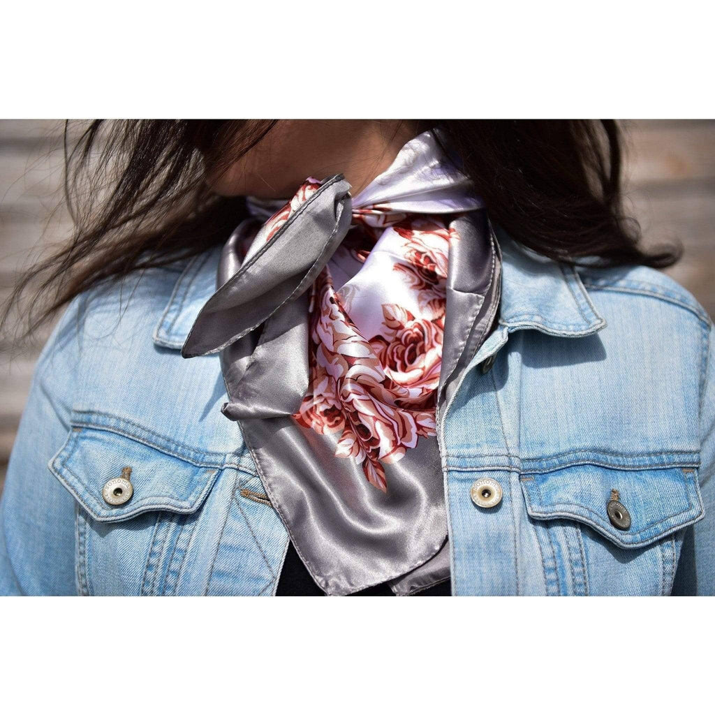 Grey & Pink Floral Wild Rag / Scarf