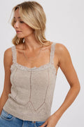 LACE TRIMMED KNIT CAMI