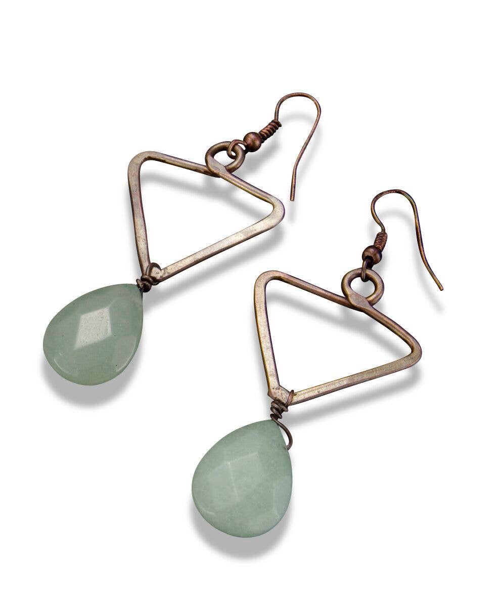 Banjara Aventurine Stone Triangle Earrings