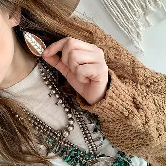 Chevron Feather Handmade Leather Earrings