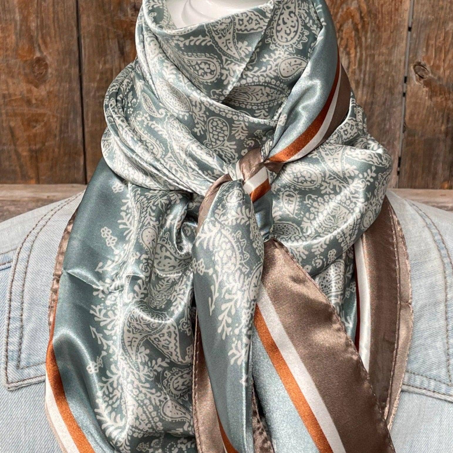 Seafoam & Cream Paisley Wild Rag/Scarf
