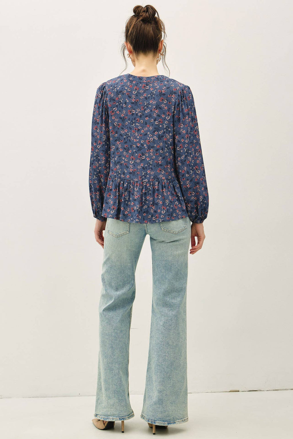 Blue Bell-Floral Chiffon Blouse