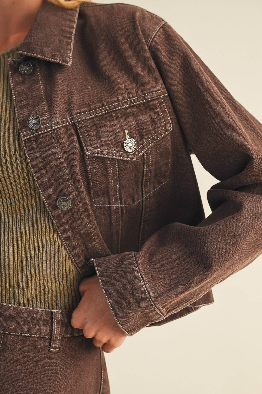 Garment-Dyed Rigid Denim Trucker Jacket
