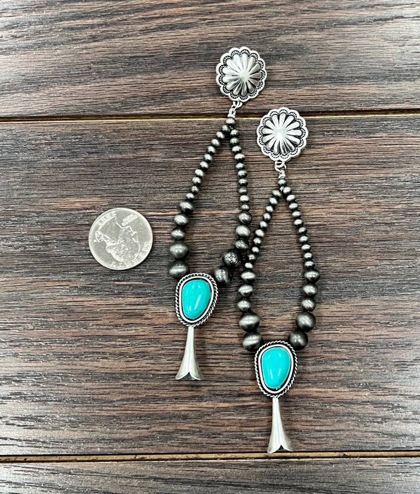 Drop in the Bucket Handmade Squash Turquoise Earrings