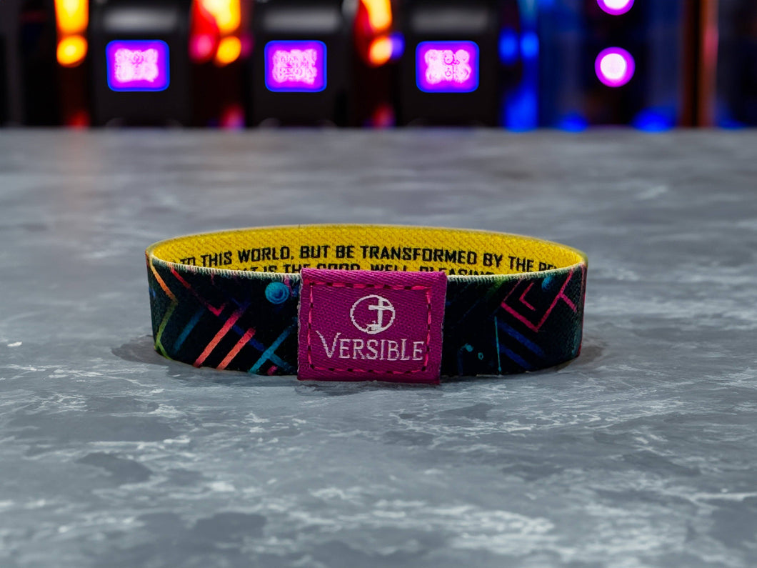 Neon Tech / Romans 12:2 Wristband