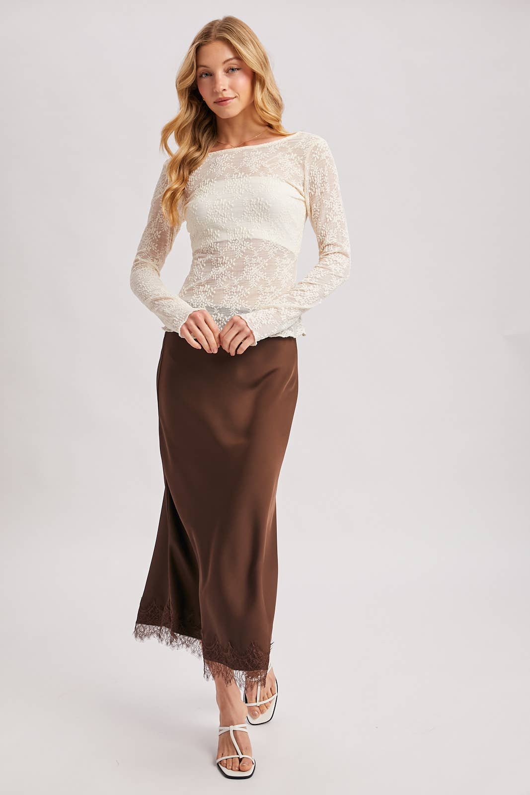 LETTUCE-EDGE SHEER MESH TWO WAY TOP