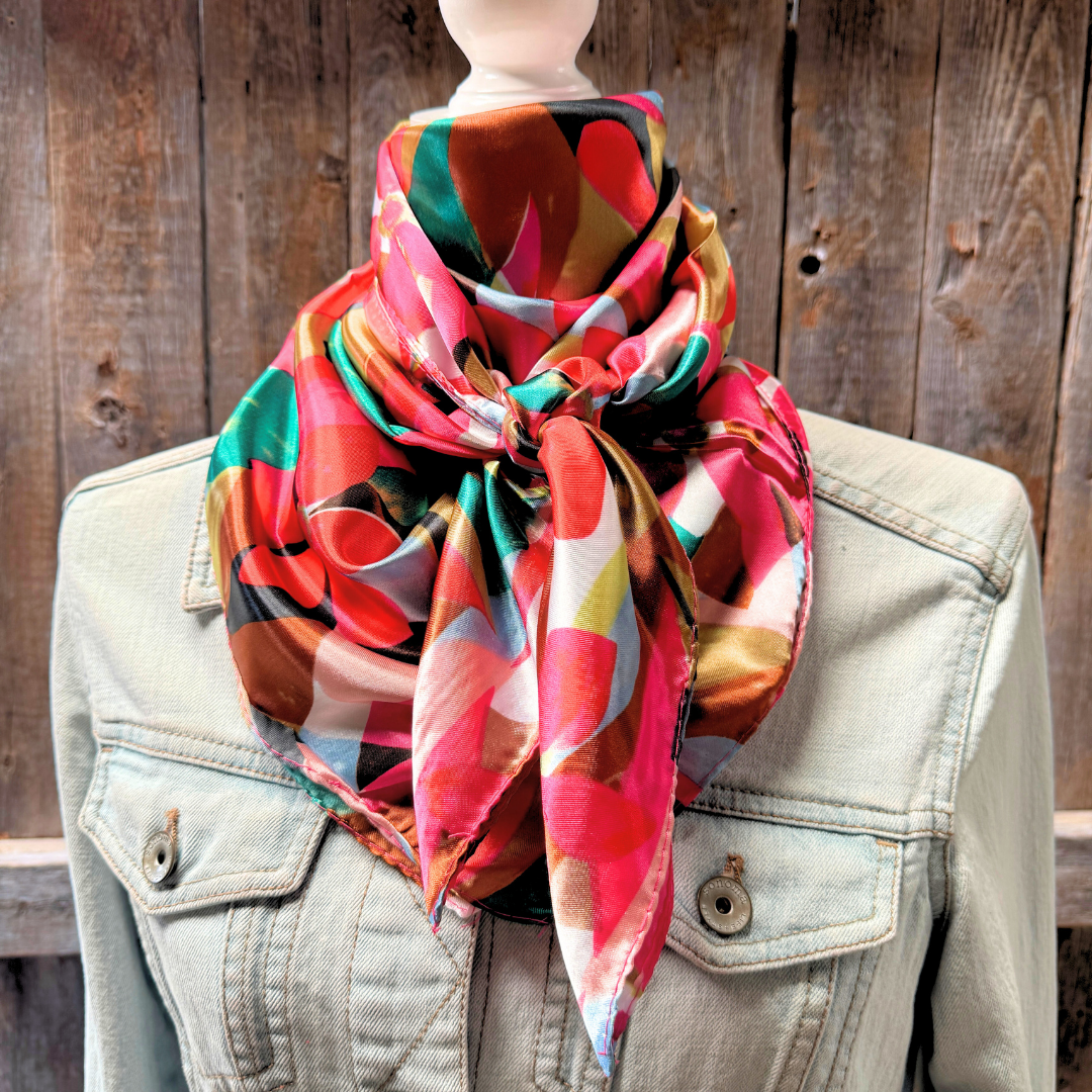 Fuchsia and Brown Floral Pattern Wild Rag / Scarf WR1037